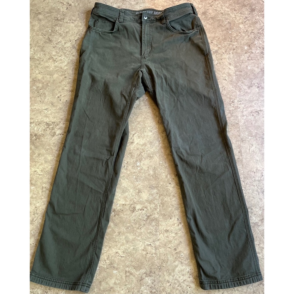 Duluth Trading Co Flex Fire Hose Relaxed Fit Pants Mens 36x34 Olive Green Work - Picture 2 of 13